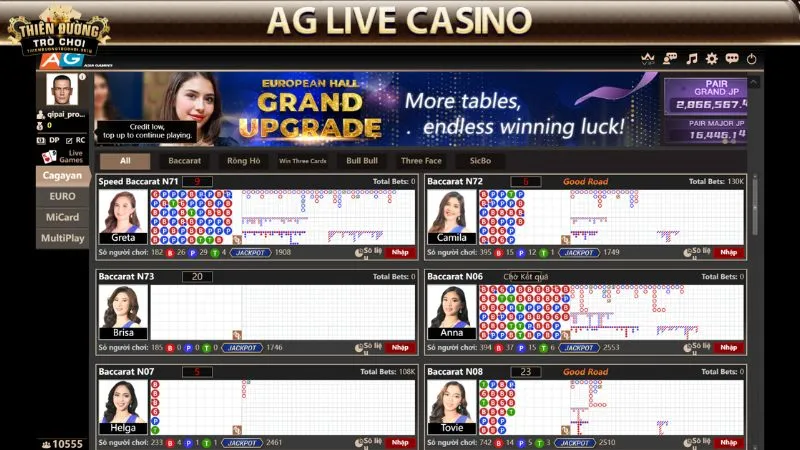 Các trò chơi phổ biến tại AG Live Casino