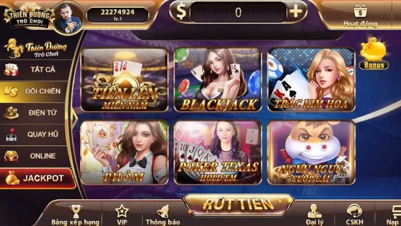 Các trò nổi bật ở chuyên mục Game Bài