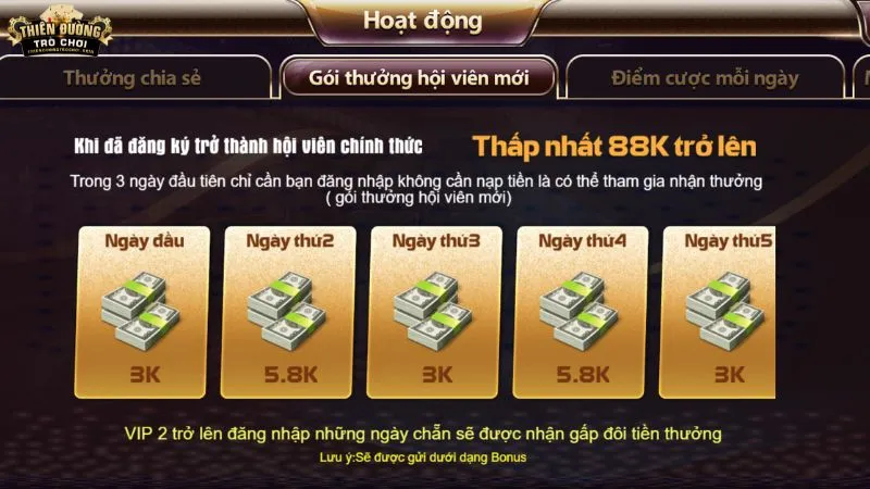 Gói thưởng hội viên mới