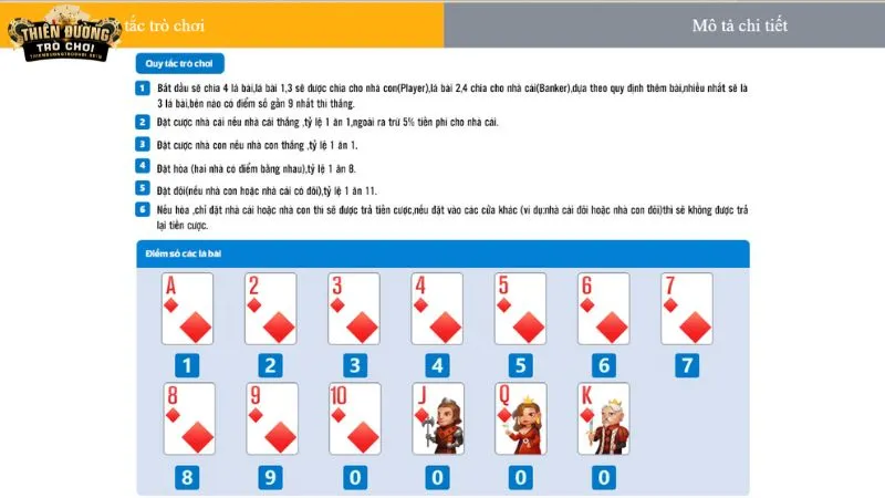 Hiểu rõ quy tắc cơ bản của Baccarat tại Thiên Đường Trò Chơi