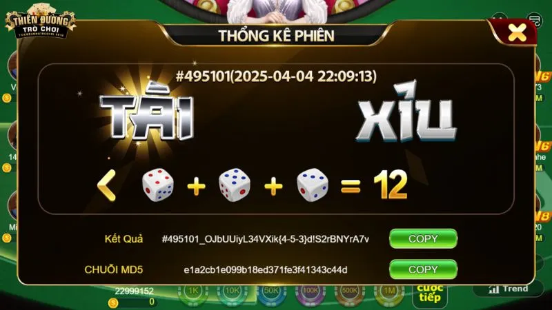 Hướng dẫn kiểm tra kết quả Tài Xỉu MD5 của TDTC