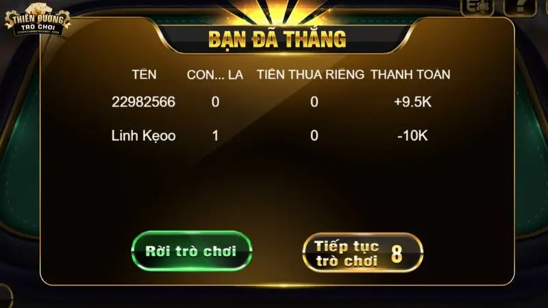 Luật tính tiền trong Tiến Lên Miền Nam tại Thiên Đường Trò Chơi