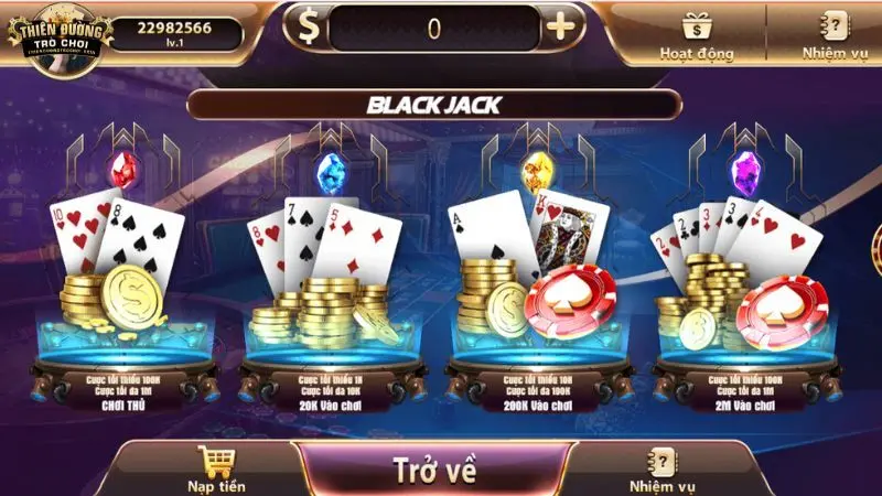 Quy trình một ván Blackjack tại Thiên Đường Trò Chơi