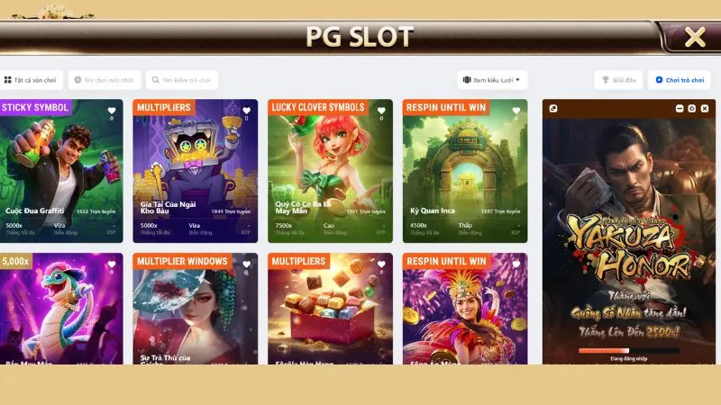 Tổng quan về sảnh PG Slot